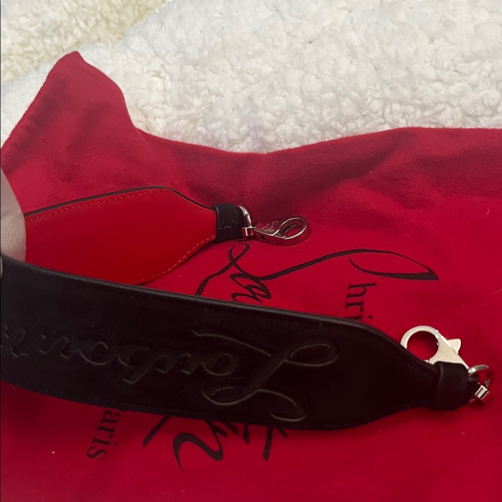 CHRISTIAN LOUBOUTIN BLACK SUEDE LEATHER BAG STRAP